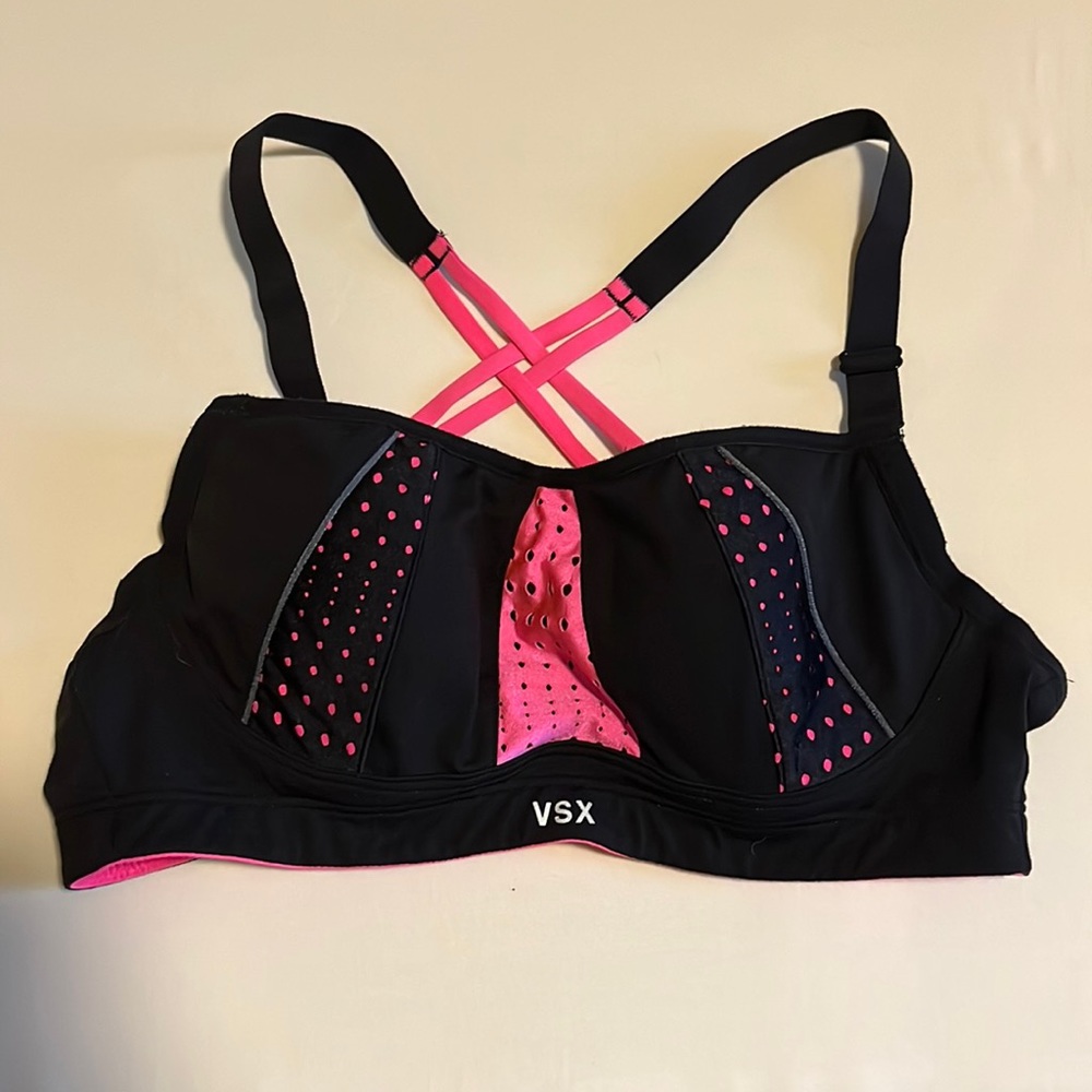 Victoria’s Secret Sport Black and Hot pink sports bra with underwire